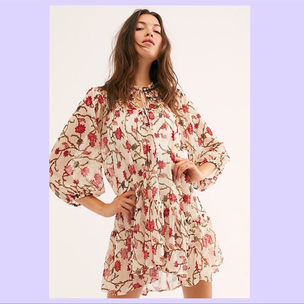 NWT Free People Keeping Up with Kara Floral Print Tunic S